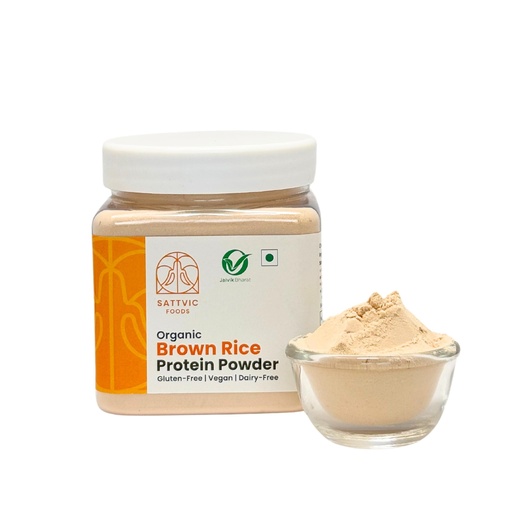 [BRSRAGT5C57Q22Q3] Sattvic Foods Brown Rice Protein Powder (300 g) | Certified Organic, Over 25 g Protein Per Serving | Plant-Based, Unflavoured, No Sugar, No Lactose, Muscle Builder | Mix into Smoothies & Recipes
