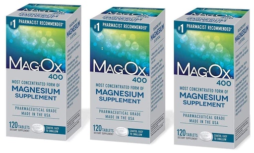 [BRSWYBI3OEHGCYA4] Mag-Ox 402 Mag-Ox 400 Magnesium Mineral Dietary Supplement Tablets, 483 mg Magnesium Oxide-3 Count, 3-Pack, 3.0 Count