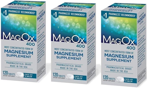 [BRSWYBI3OEHGCYA4] Mag-Ox 402 Mag-Ox 400 Magor Minerálne Dietary Doplnkové tablety, 483 mg Oxid horečnatý-3 Počet, 3-Pack, 3,0 Počet