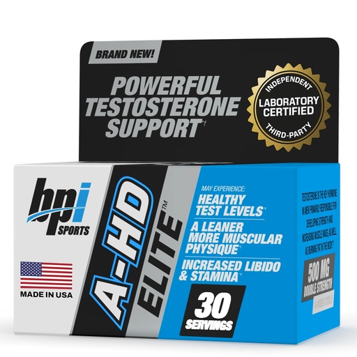 [BRSWIGLRCEMAOF36] BPI Sports A-HD Elite – Men’s Powerful Testosterone Booster for Stamina, Strength, Sexual Support – Supports Muscle, Libido & Metabolism – Natural Testosterone Supplement – 30 Servings – 500mg