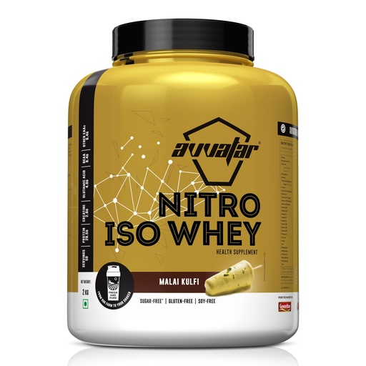 [BRSW2C34A4DWGCD3] avvatar NITRO ISO WHEY | 2Kg | Malai Kulfi | 28.5g Protein | 50 Servings | 2.8g Creatine Monohydrate| Ultimate muscle building formula, increase strength & exercise performance