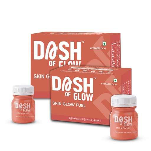 [BRSRGC35OIBR6DY2] DASH OF GLOW Skin Glow Shots | Supports Pigmentation Control, Acne-Prone Skin & Hydration | Glutathione, Hyaluronic Acid & Vitamin C | Pack Of 30 (30 X60 ML) Wellness Shots