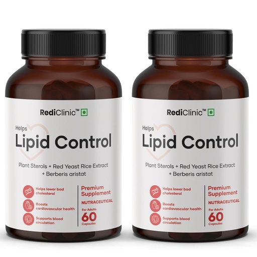 [BRSRGALRCQGRUCTJ] Lipid Control Capsules |Blend of Plant Sterols, Arjuna, Guggul | Helps Manage Cholestrol Levels and Supports Heart Health | Pack of 2-60 Capsules
