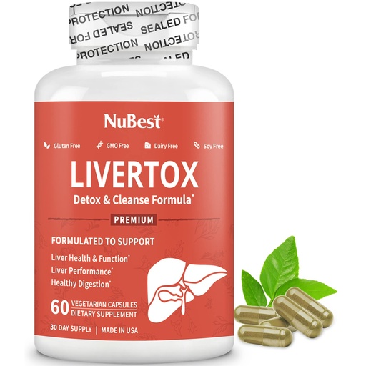 [BRSRMZ3RDEPBU2AV] LiverTox - Advanced Liver Detox & Cleanse Formula - Herbal Liver Support with Milk Thistle, Turmeric, Artichoke, Dandelion, Beet & Zinc Helps Liver Function & Digestion | 60 Vegan Capsules