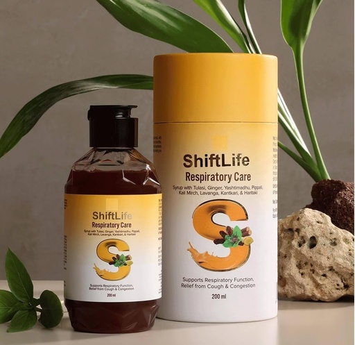 [BRSRYZT3OYMGE2TF] ShiftLife Respiratory Care Syrup with Tulasi, Ginger, Yashtimadhu, Pippali, Kali Mirch, Lavanga, Kantkari & Haritaki, 200 ml