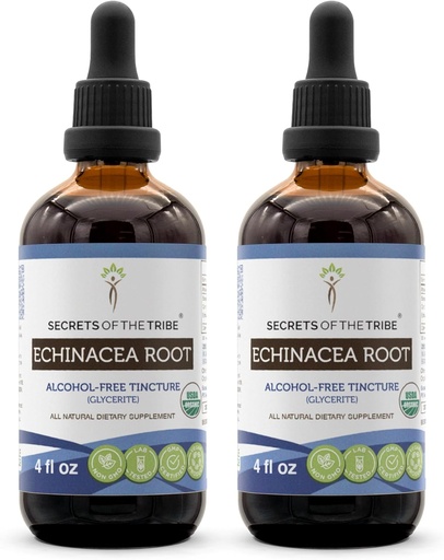 [BRSRMAQNCEBAA3DV] Echinacea Raiz USDA Tintura Orgânica Extrato Livre de Álcool, Drops de Ervas de Alta Potência, Saúde do Sistema Imune Feito a partir de 100% certificado Echinacea Echinacea Raiz (Echinacea Purpurea) 2x4 oz