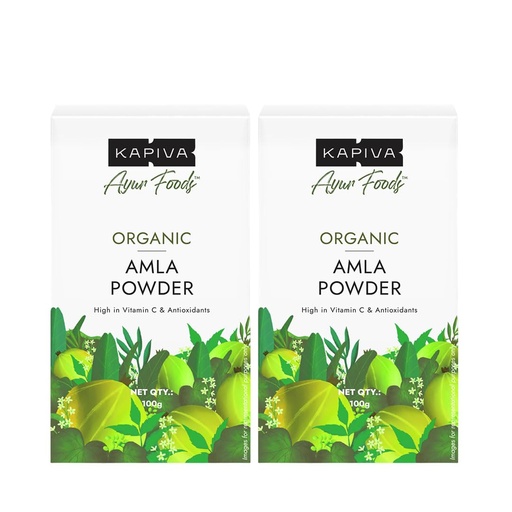 [BRSRGY32OENRUA3D] Kapiva Organic Amla Powder 100g | Supports Healthy Hair | Promotes Gut Health | From 100% Natural Amlas (Pack of 2)