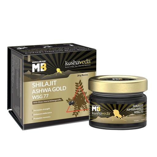 [BRSROCYBPMOQEHT7] Koshaveda Shilajit Ashwa Gold Wsg 77 By Muscleblaze (20 G)|Fortified With Silver,Iron & Ashwagandha|For Strength,Endurance & Recovery,Resin
