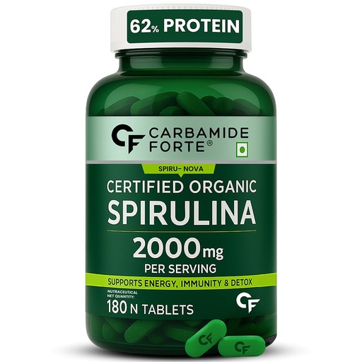 [BRSWGBI7AEFGYCLF] Carbamide Forte 100% Organic Spirulina Tablets 2000 mg Per Serving - Spirulina Powder Organic Tablets | Supports Energy, Immunity & Detox | Certified Spirulina Tablet - 180 Tablets