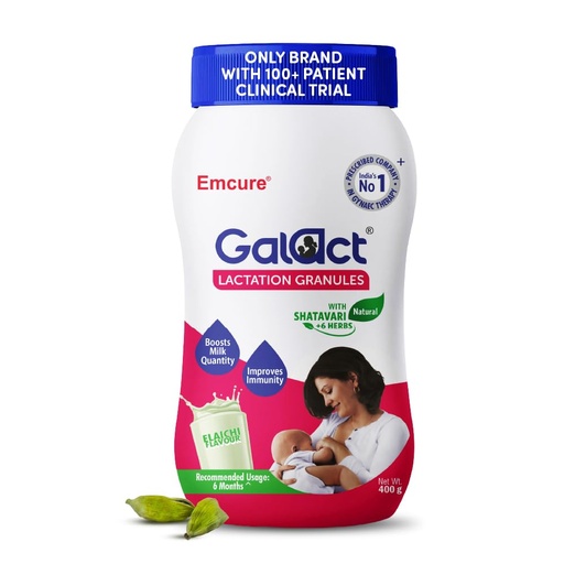 [BRSROCQNDMHBUDY3] Galact Lactation Granules 400g | India's Only Brand with 100+ Patient Clinical Trial | Lactation Supplement for Breastfeeding | 4X Milk Boost | Shatavari & 6 Herbs | 20 Days Pack | Elaichi Flavour