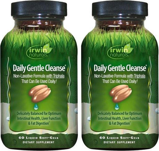 [BRSWI2QGDJ4QODDK] Irwin Naturals Daily Gentle Cleanse - 60 Liquid Soft-Gels, Pack de 2 - Fórmula no laxante con Triphala