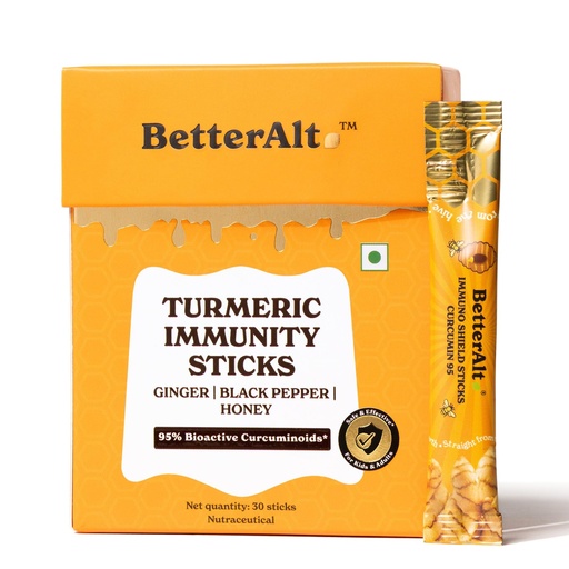 [BRSRGFIBA55BSCI6] Better Alt Turmeric Immunity Sticks with Honey, Ginger & Black Pepper | 95% Curcuminoids | Daily Immunity Support |30 Sticks