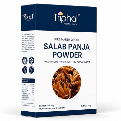 [BRSROGLQAABGKGQU] TRIPHAL Salab Panja Powder/Salam Panja Churna/Marsh Orchid 10g | Original and Pure Herb Powder | Fresh Pack | Chemical Free | Non GMO | Preservative Free