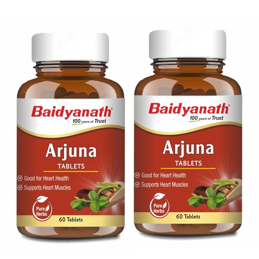 [BRSREFQ6AV5AODT2] Baidyanath Ayurved Arjuna Tablets 60 Tabs (Pack of 2) | Pure Arjuna Bark Extract | Ayurvedic Supplement for Heart Wellness & Healthy Circulation | Supports Cardiovascular Vitality