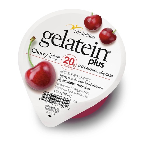 [BRSWGYYFPIHBYFLZ] Gelatein Plus Cherry: 20 grams of protein. Ideal for clear liquid diets, swallowing difficulties, dialysis and oncology. Great pre or post-workout snack. (12 pack)