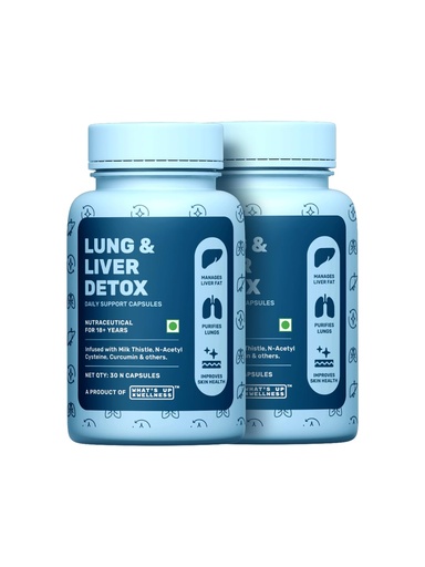 [BRSRACARCINRMH3H] What's Up Wellness Lung & Liver Detox Supplement Capsules with N-Acetyl Cysteine and Milk Thistle, For Fatty Liver, 60 Capsules