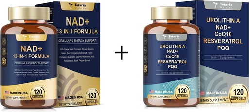 [BRSRABQCOBYBUALP] Totaria NAD Supplement for Women Men 120 Capsules Urolithin A Supplement 1000mg 120 Soft Capsules