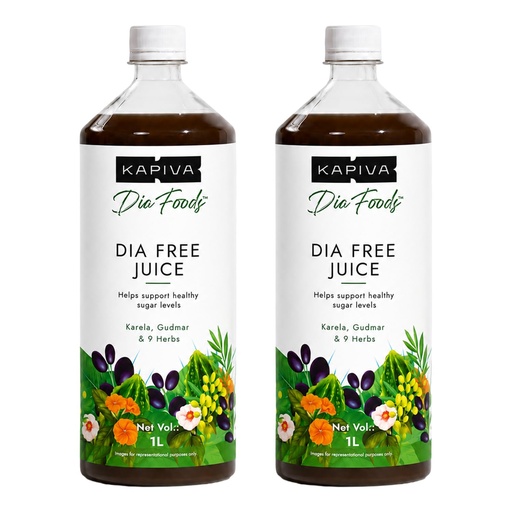 [BRSW2HYEBF7A42TA] Kapiva Dia Free Juice, 1L | Clinically Proven Diabetic care | Amla, Karela, Jamun, Guduchi & 7 More (Pack of 2)