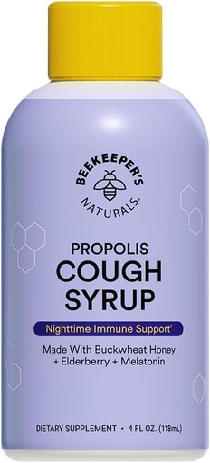 [BRSWYBA3CR4GCC3B] BEEKEEPER’S NATURALS B.Better Nighttime Cough Syrup for Adults - Elderberry Extract, Bee Propolis Extract, Buckwheat Honey - Immune Support, 4 oz