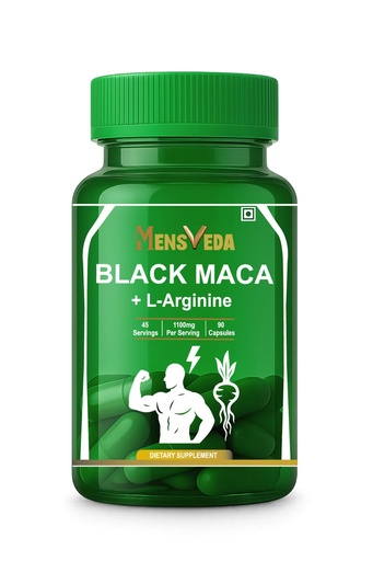 [BRSRGBTRDJ5WYYD5] Black Maca 1100mg with L-Arginine | Energy, Stamina & Vitality Support Capsules | Peruvian Maca Root Extract for Daily Performance & Endurance | 90 Veg Capsules Dietary Supplement