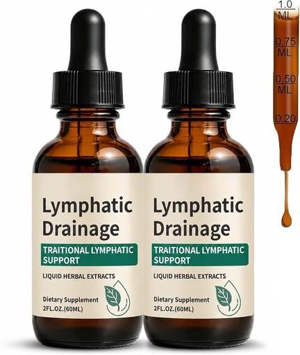 [BRSRYZLYC4PGE2TX] Nabhi Lymphatic Drainage Drops 2 fl oz (60ml) | 2000mg Herbal Blend with Elderberry, Echinacea & Dandelion | Supports Lymphatic Wellness, Immune System Natural Detox Daily Herbal Wellness Men & Women (Pack of 2)