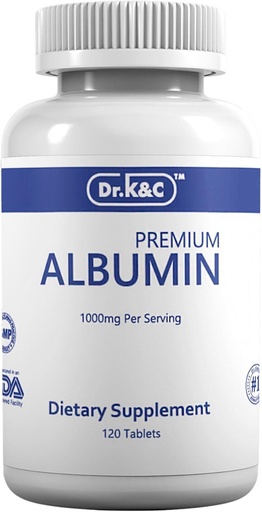 [BRSRMHTRDMFRSYAZ] Dr.K&C Premium Albumin Protein Supplement – Extra Strength 1000 mg 120 Tablets Healthy Kidney Liver Promote General Wellness Energy Support Life Balance 1pk