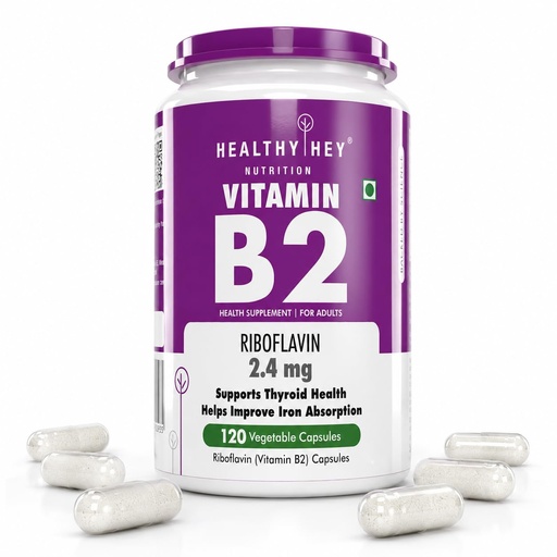 [BRSWYGIRBUMRA3D3] HealthyHey Nutrition Vitamin B2 - Riboflavin - 120 Veg Capsules