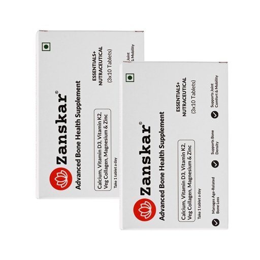 [BRSRGEIHAUMGKAY4] Zanskar Advanced Bone Health Tablet (60 Tablets) | Calcium, Vitamin D3, Vitamin K2, Collagen, Magnesium & Zinc (1200mg) | 100% Veg | Bone Health and Joint Support