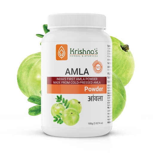 [BRSWGCT2AAPQOYDO] KRISHNA'S HERBAL & AYURVEDA Amla (Phyllanthus Emblica) Powder - 100 G, Enriched With Vitamin C, Healthy Hair & Skin, Immunity Booster, Detox And Weight Management