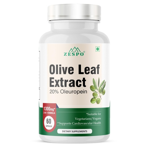 [BRSROAY5BN4BQC3J] Zespo Olive Leaf Extract Capsules 20% Oleuropein & Fruit Complex, 60 Ct