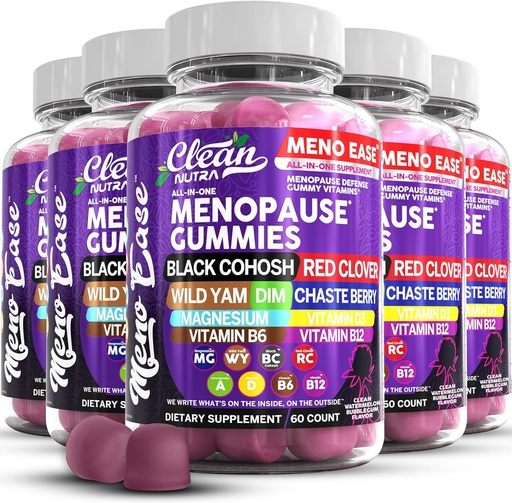 [BRSRAFAEC4HR6ELH] Suplemento de la menopausia para las mujeres Gummies con Cohosh Negro, Wild Yam Magnesium, Red Clover para la menopausia Alivio de la hormona de equilibrio de la noche Mood Plus Bergamot, Vitamina D3, Vitamina B12, Vitamina B6 Limpia