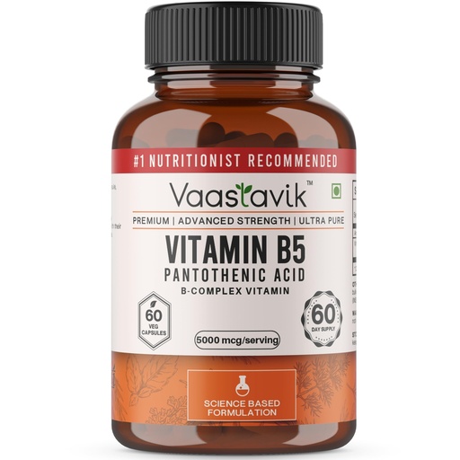 [BRSROFAQBYNAAADX] Vaastavik Vitamin B5 Supplement Pantothenic Acid 5000 Mcg 60 Capsules
