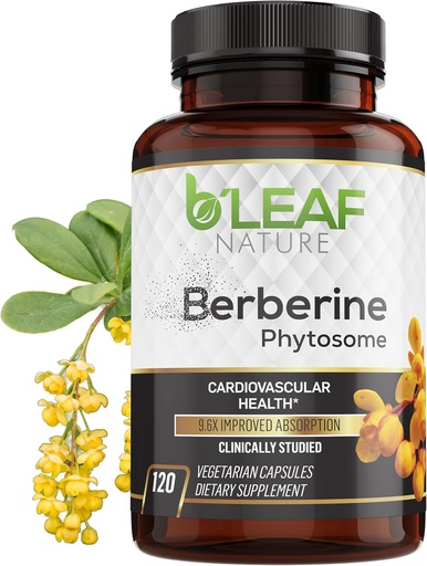 [BRSW2CATBB7AGCY4] B'Leaf Nature Berberine Phytosome, 120 Capsules - Metabolik ve Cardiovascular Destek için 1100 mg Berberine Supplement - Vegan, Gluten-Free, Non-GMO Berberine Phytosome Capsules for Immune Wellness