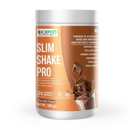 [BRSW2CYQB57QA2QZ] Slim Shake Pro Protein Powder-Meal Replacement Shake For Weight Control & Management-Sugar Free,Healthy,(7g Protien 4G fiber 24 Vitamins&Minerals) For Men & Women-500 Gm (Chocolate)