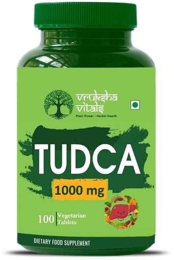 [BRSREH3RAUDRSHTU] Vruksha Vitals TUDCA 1000 mg + 7 Herbs - 100 Tablets/Capsules for Liver Detox Supplement - Bile Salts as Liver Support Powder