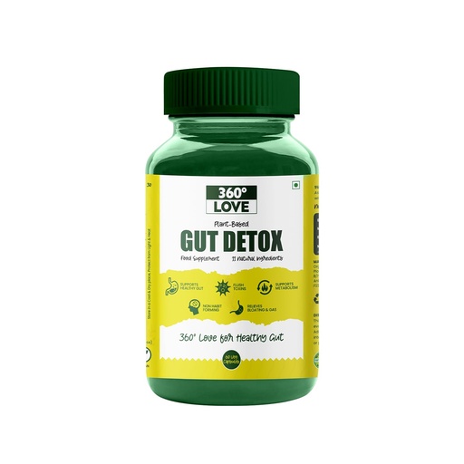 [BRSRAHAEDMGR4AA2] Plant Based Gut Detox with 11 Natural Ingredients | Supports Metabolism & Healthy Gut | Improves Digestive Health - 60 Veg Capsules