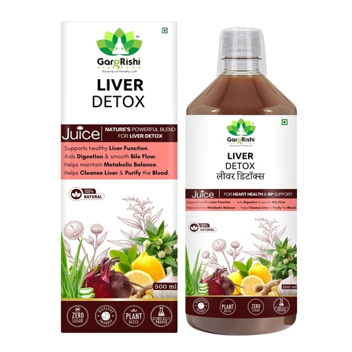 [BRSRGCAOC4NR63AV] GargRishi Ayurveda Liver Detox Juice 500ml | Natural Herbal Liver Care Supplement | Plant Based Zero Sugar Ayurvedic Juice for Daily Wellness & Digestion Support | Pack of 1