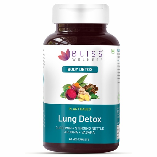 [BRSW2EL7A4IWADI3] Bliss Welness Lung Detox,Curcumin Stinging Nettle Arjuna Vasaka Beetroot Punerneva Trikatu Kateri Echinecea Piperine (1 Month Pack (60 Tablets))