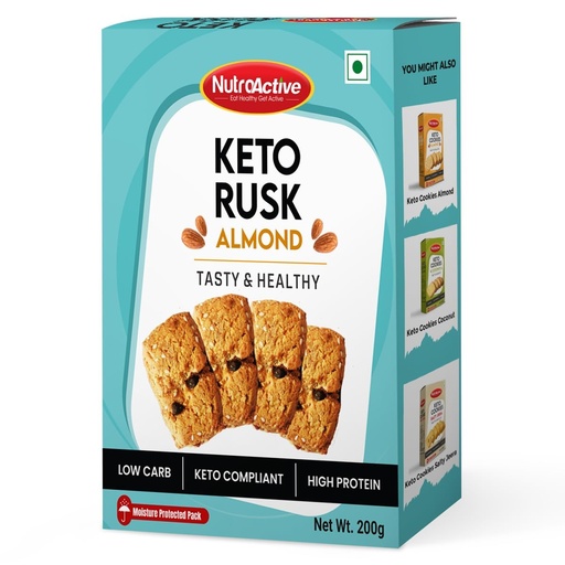 [BRSWYYATOYFBGFDB] NutroActive Keto Almond Rusk | Sugar-Free Rusk | Healthy Low Carb Snack - 200g