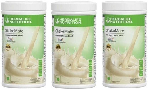 [BRSRMYA3AUPAKADK] HERBALIFE Shakemate Milk based protein blend powder-500g-3 Pack Plant-Based Protein (1500 g, VANILLA)