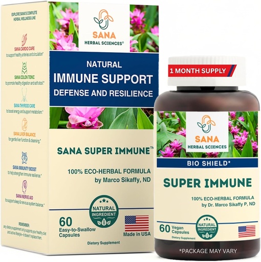 [BRSRAYAFC4MGG3TF] Super Immune – Echinacea Goldenseal Rose HIPS & Vitamin C Capsules for Immune Support and Defense | 60 Capsules | by Dr. Marco Sikaffy | Sana Herbal Sc