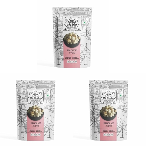 [BRSRYZY3PIDQMFLX] Mr. Makhana Roasted Makhana and Foxnuts | Healthy Snacks | Gluten Free | MSG Free | Antioxidant | Rich Calcium | Zero Trans Fat | Zero cholesterol (Himalayan Salt & Pepper)55gm (Pack of 3)