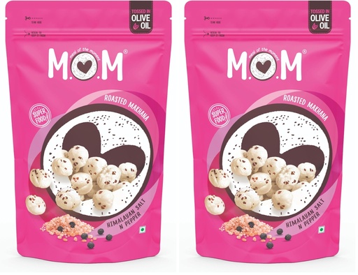 [BRSRYZAPCUIBAH3J] MOM - Meal of the Moment, Roasted Himalayan Salt N Pepper Makhana, 52/ 56g | Gluten Free | Anti Oxidants | MSG Free | Zero Trans Fat | No added Preservatives and No Artificial Flavours (Pack of 2)