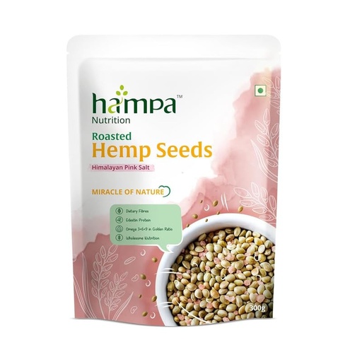 [BRSRGAIOOYIAYDTV] Hampa Roasted Hemp Seeds for Eating - 300g | Himalayan Pink Salt
