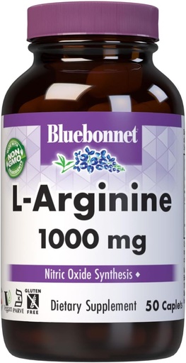 [BRSWIYD4CMJWMELC] Bluebonnet Nutrition L-Arginine 1000mmg, Free-Form Amino Àcid, Nitric Oxide Precursor, Free Glutin, No-GMO, Kosher Certified, Vegan, 50 Caplets, 50 Servings