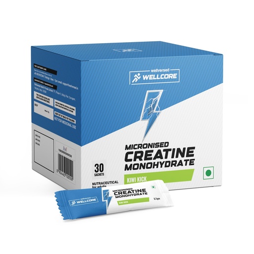 [BRSREAD5CMOWCET4] Wellcore Pure Micronised Creatine Powder (30 Sachet, Kiwi Kick)