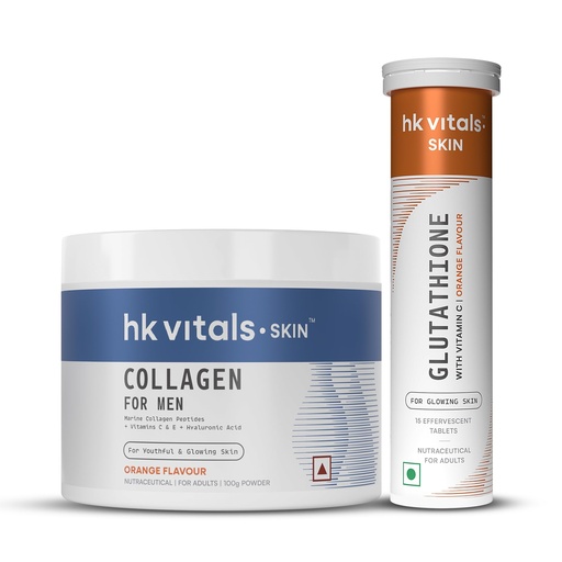 [BRSREBT6DIPGK3LV] hk vitals Glutathione, Orange, 15 Effervescent Tablets + Collagen for Men