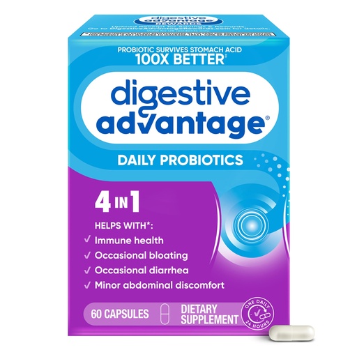 [BRSWGFT4BACWAFA7] Digestive Advantage Probiotics for Digestive Health, Daily Probiotics for Women & Men, Supports Gut Health, Occasional Bloating & Diarrhea, Minor Abdominal Discomfort, & Immune Support, 60ct Capsules
