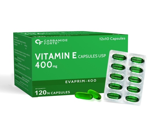 [BRSRECACDJYQED32] Carbamide Forte 400mg Vitamin E Capsules for Face and Hair | 100% Natural Vitamin E Supplement with Vitamin E Oil | Paraben Free - 120 Capsules