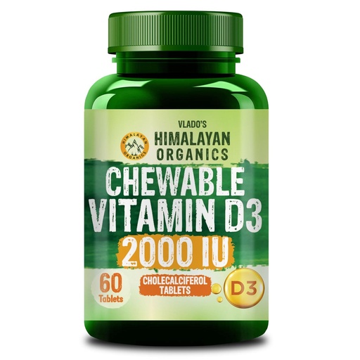 [BRSRGFAHPN5RUA3U] Vlado's Himalayan Organics Vitamin D3 2000IU - Chewable Vitamin D Tablets | Cholecalciferol Vitamin D3 for Bone & Immunity | Vitamin D3 Supplement for Women & Men | Orange Flavour - 60 Tablets